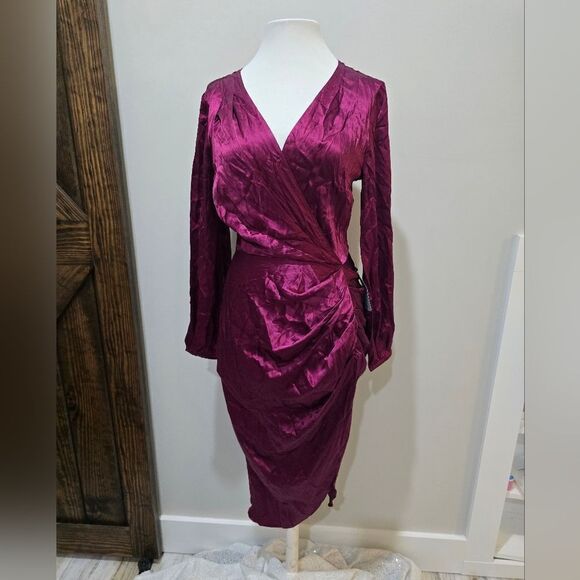 Amanda Uprichard long sleeve Roma Midi dress NWT sz Small Aubergine Purple - Picture 3 of 5
